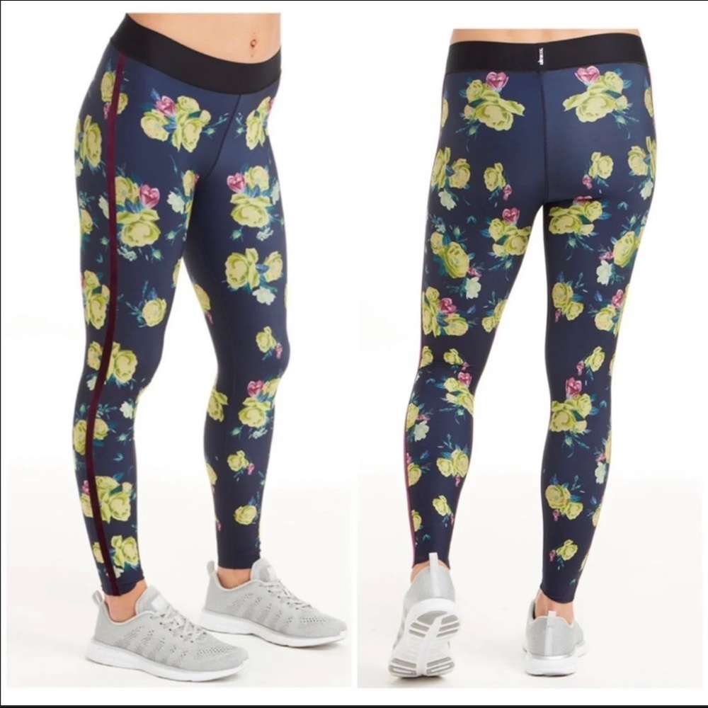 Soulcycle x Ultracor Floral Print Velvet Trim Leggings M NWOT ($198)